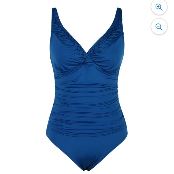 HILOR Braided Twist Tummy Control One Piece Swimsuit in Navy NWT - Picture 4 of 11